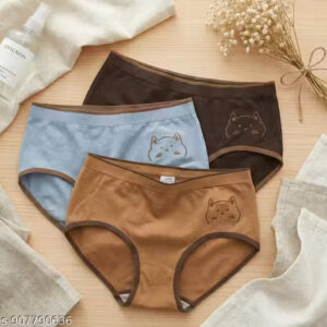 Cute Cat Print Seamless Comfort Briefs (Pack of 3)
